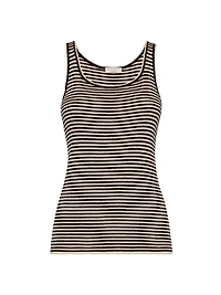 Striped Sparkling Cashmere and Silk Lightweight Knit Top