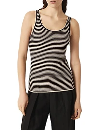 Striped Sparkling Cashmere and Silk Lightweight Knit Top