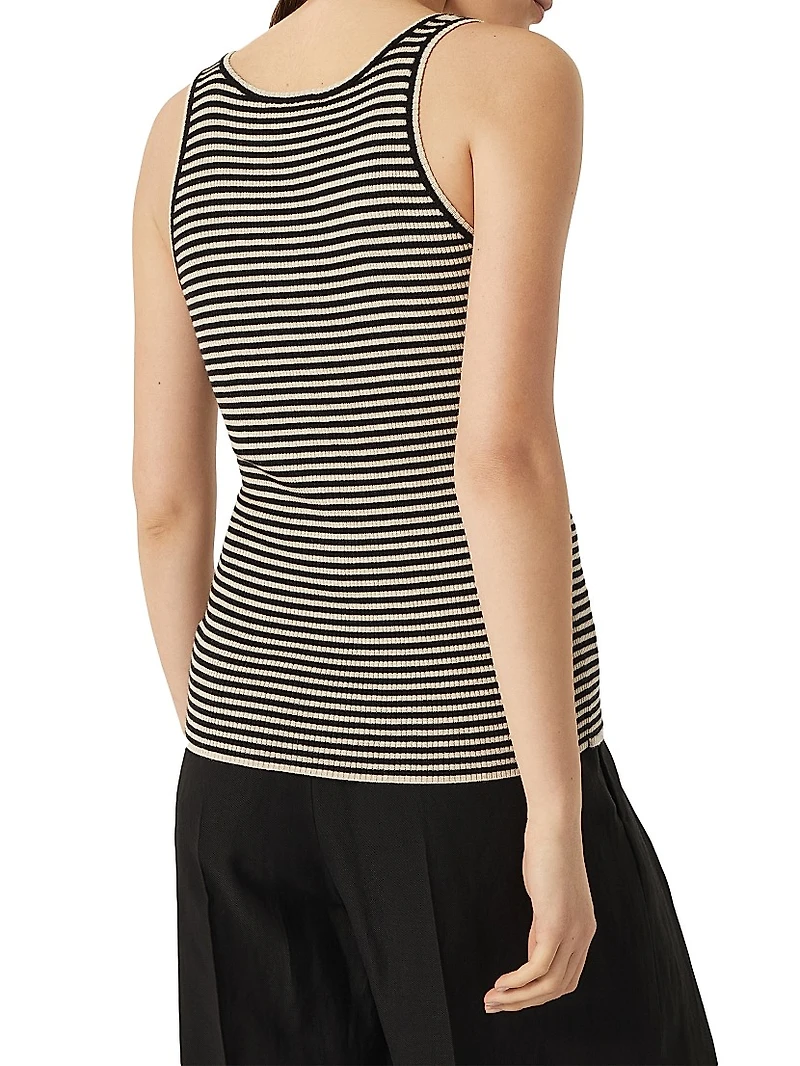 Striped Sparkling Cashmere and Silk Lightweight Knit Top