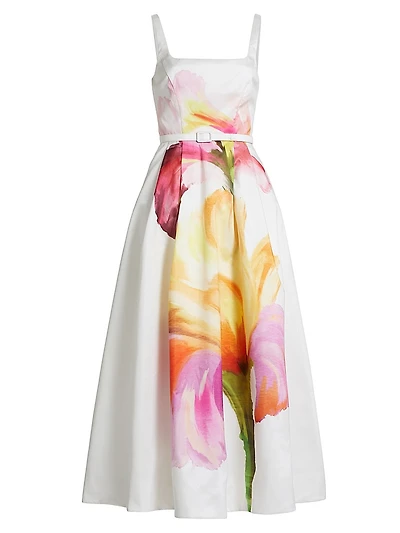 Sorelle Floral Belted Cocktail Dress
