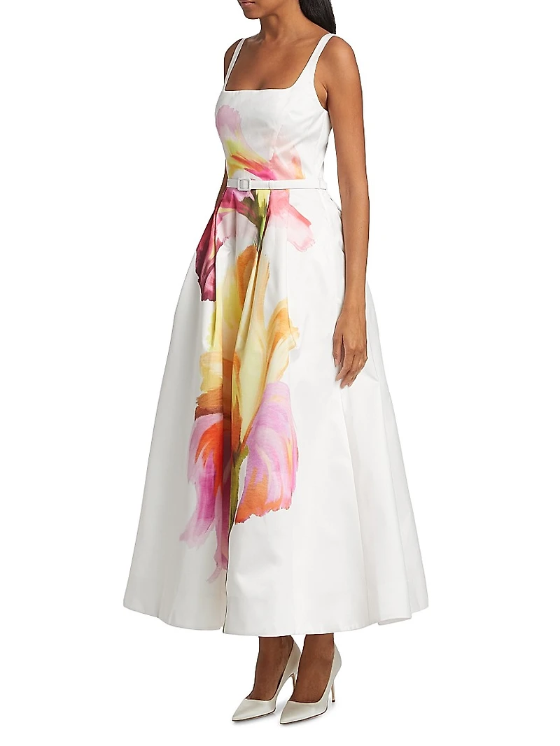Sorelle Floral Belted Cocktail Dress