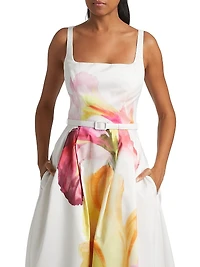 Sorelle Floral Belted Cocktail Dress