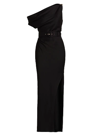 Halle Belted Asymmetric Gown