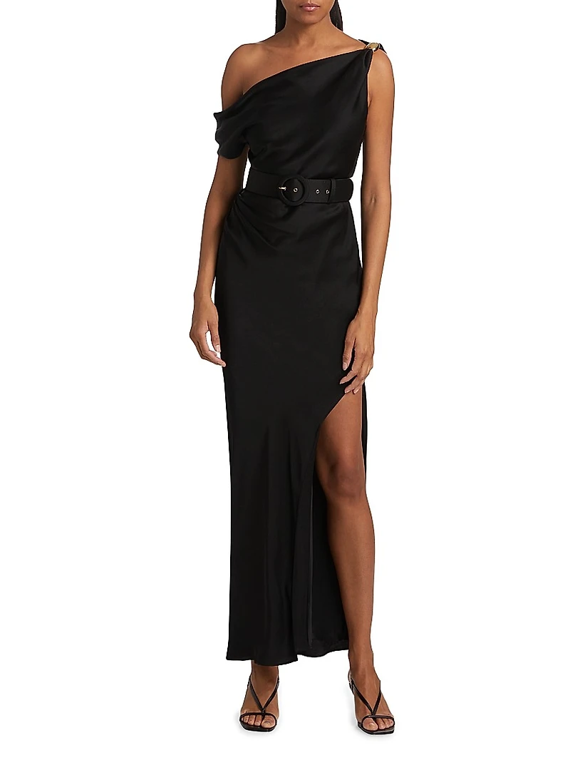 Halle Belted Asymmetric Gown