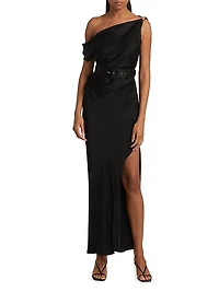 Halle Belted Asymmetric Gown