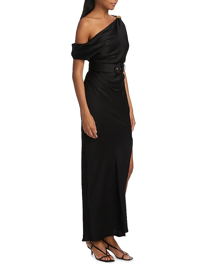 Halle Belted Asymmetric Gown