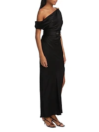Halle Belted Asymmetric Gown
