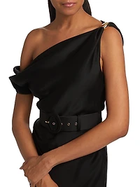 Halle Belted Asymmetric Gown