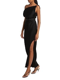 Halle Belted Asymmetric Gown