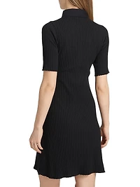 Rib-Knit Polo Minidress