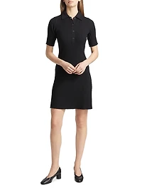 Rib-Knit Polo Minidress