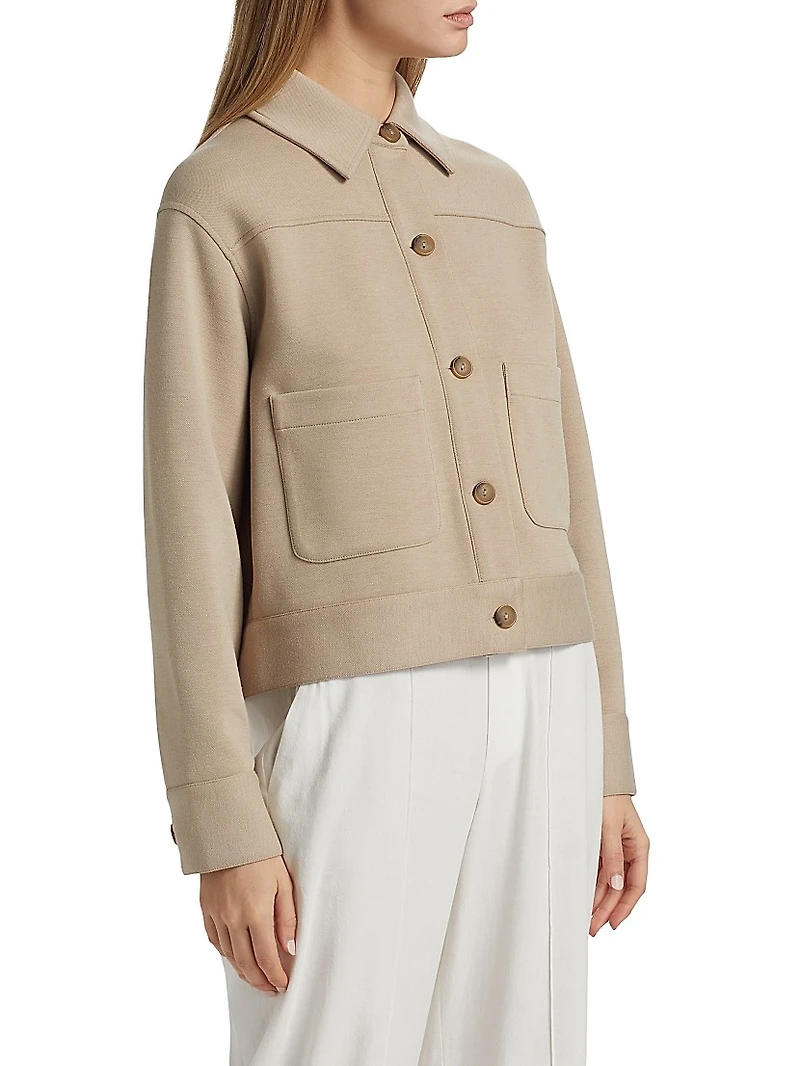 Button-Front Crop Jacket