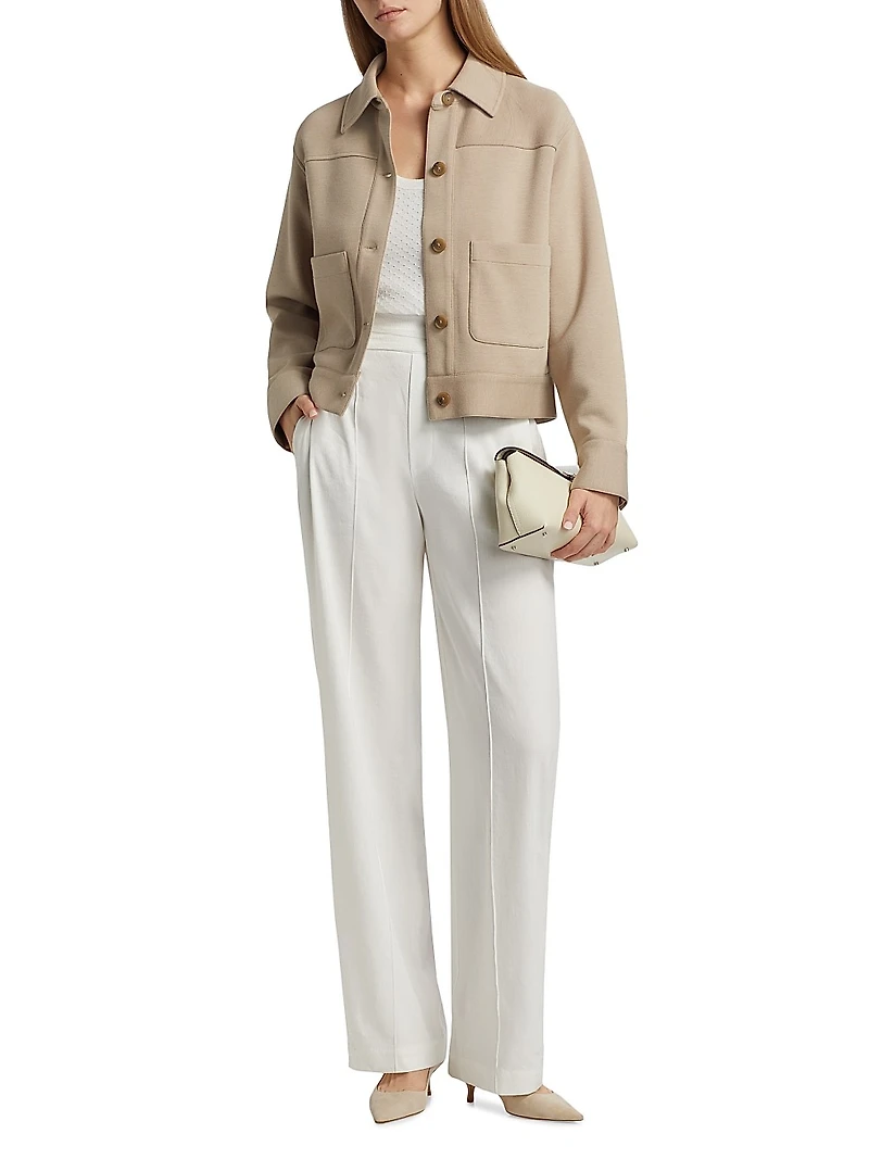 Button-Front Crop Jacket