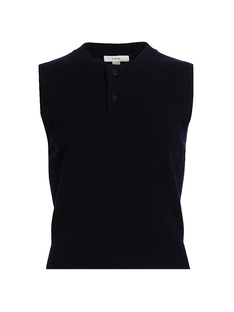 Henley Wool-Cashmere Sleeveless Top
