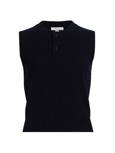 Henley Wool-Cashmere Sleeveless Top