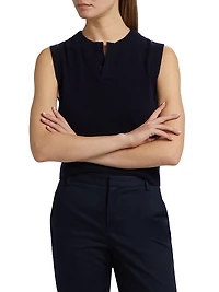 Henley Wool-Cashmere Sleeveless Top