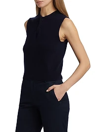 Henley Wool-Cashmere Sleeveless Top