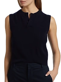 Henley Wool-Cashmere Sleeveless Top