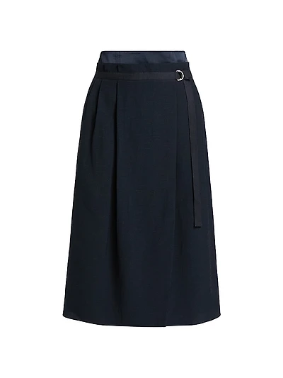 Double Waist Pleated Midi-Skirt
