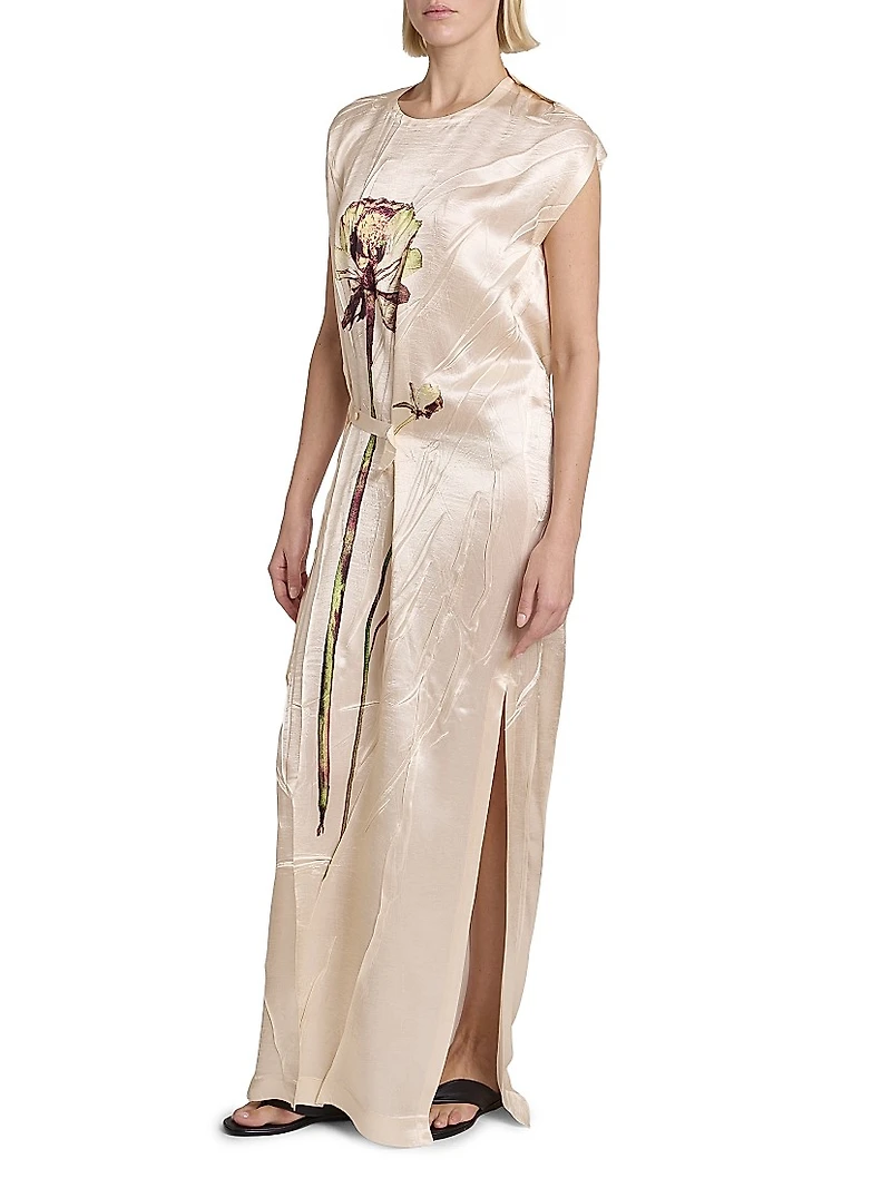 Pressed Flora Satin Maxi Dress