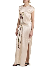 Pressed Flora Satin Maxi Dress