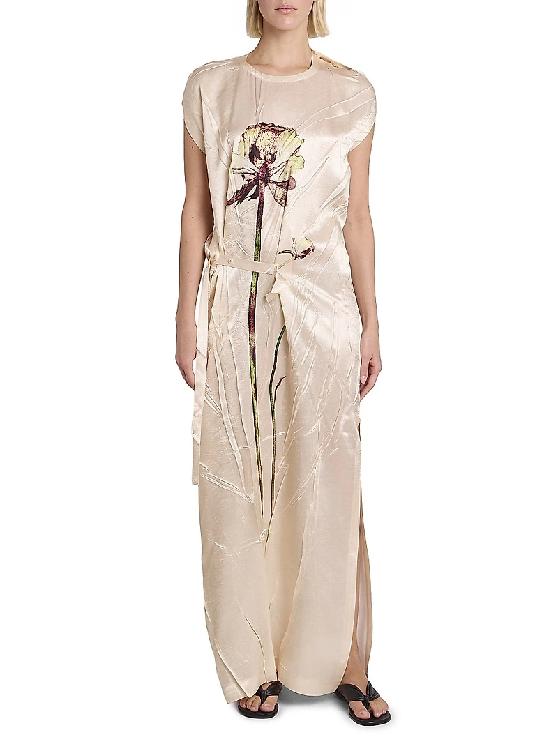 Pressed Flora Satin Maxi Dress