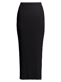 Hatching Pleats Maxi Skirt