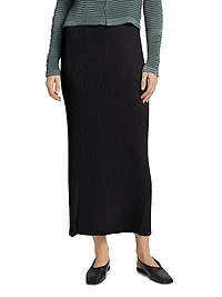 Hatching Pleats Maxi Skirt