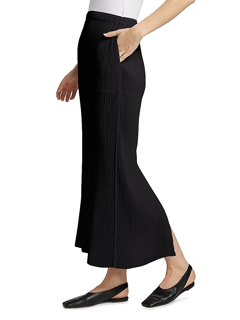 Hatching Pleats Maxi Skirt
