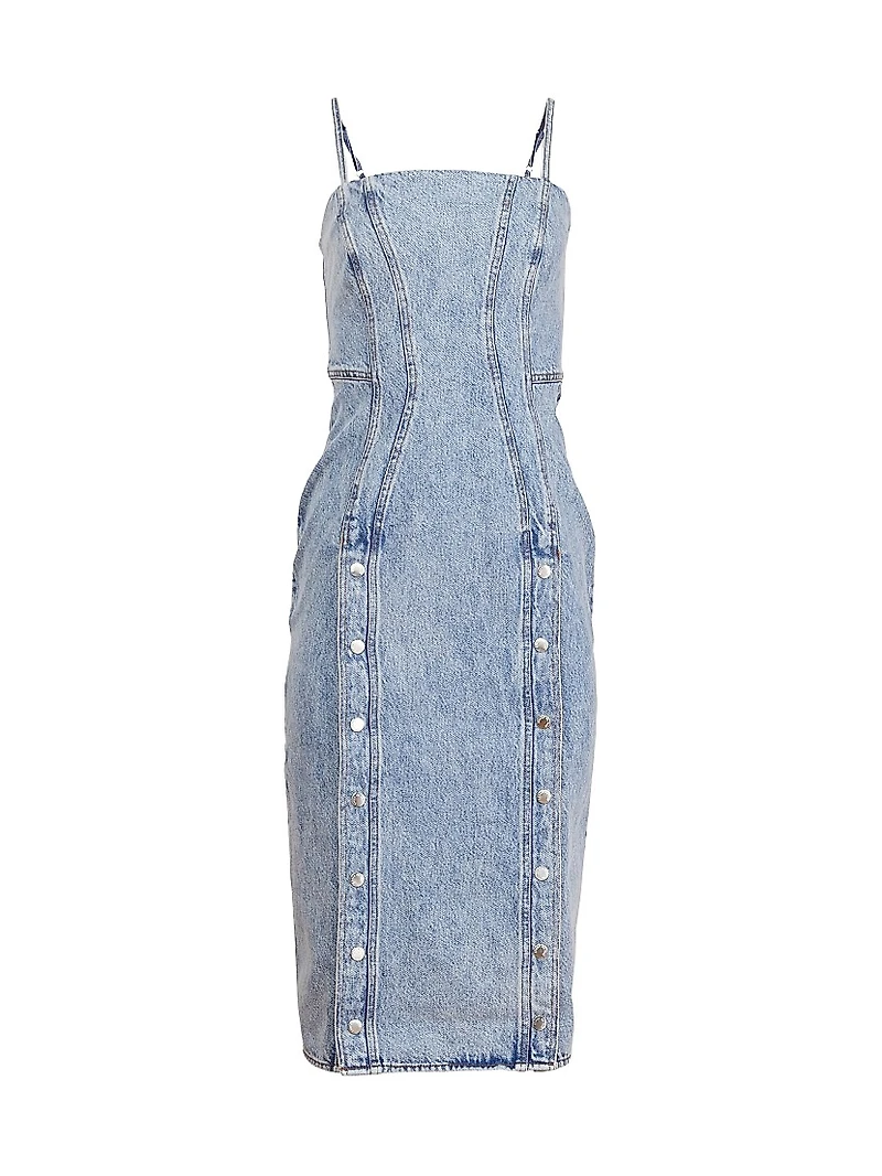 Denim Snap Midi-Dress