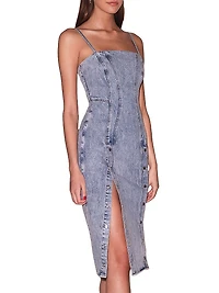 Denim Snap Midi-Dress