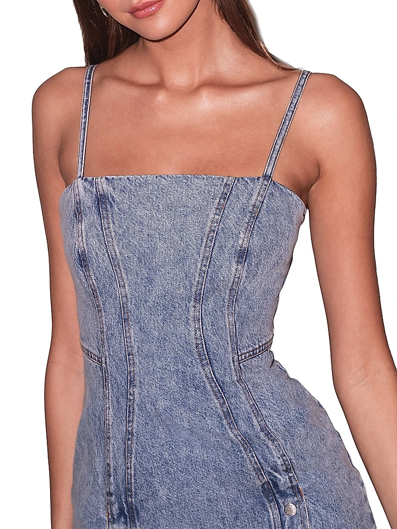 Denim Snap Midi-Dress