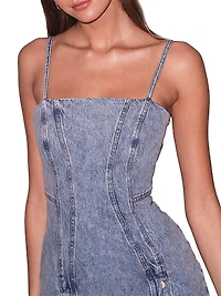 Denim Snap Midi-Dress