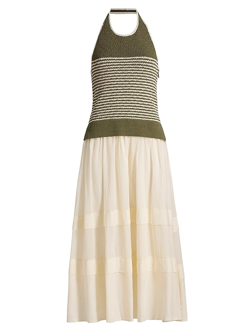 Miller Mixed-Media Halterneck Dress