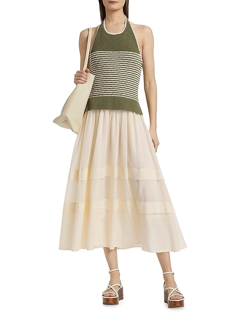 Miller Mixed-Media Halterneck Dress
