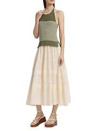 Miller Mixed-Media Halterneck Dress