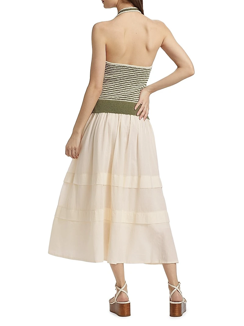 Miller Mixed-Media Halterneck Dress