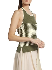 Miller Mixed-Media Halterneck Dress