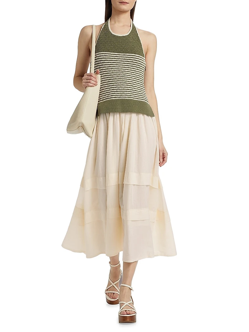 Miller Mixed-Media Halterneck Dress