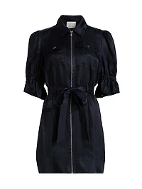 Holly Satin Puff-Sleeve Minidress