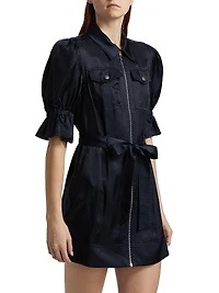 Holly Satin Puff-Sleeve Minidress