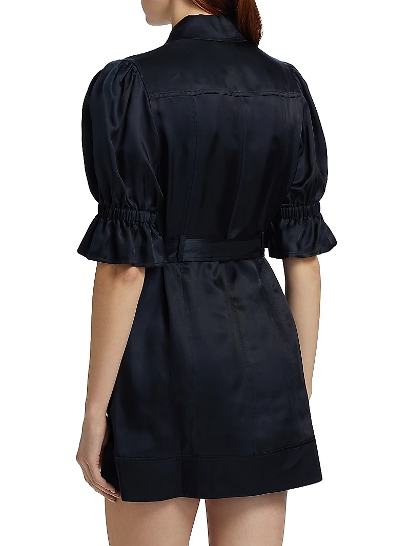 Holly Satin Puff-Sleeve Minidress