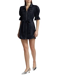 Holly Satin Puff-Sleeve Minidress