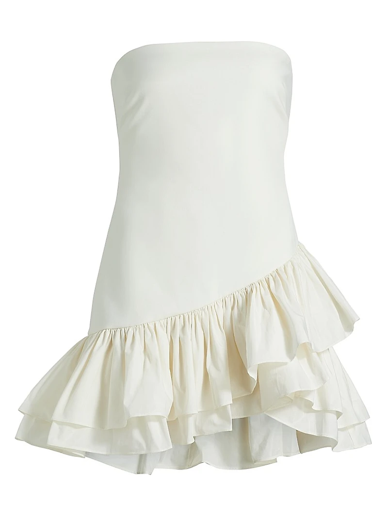 Petula Cotton Ruffled Asymmetric Minidress