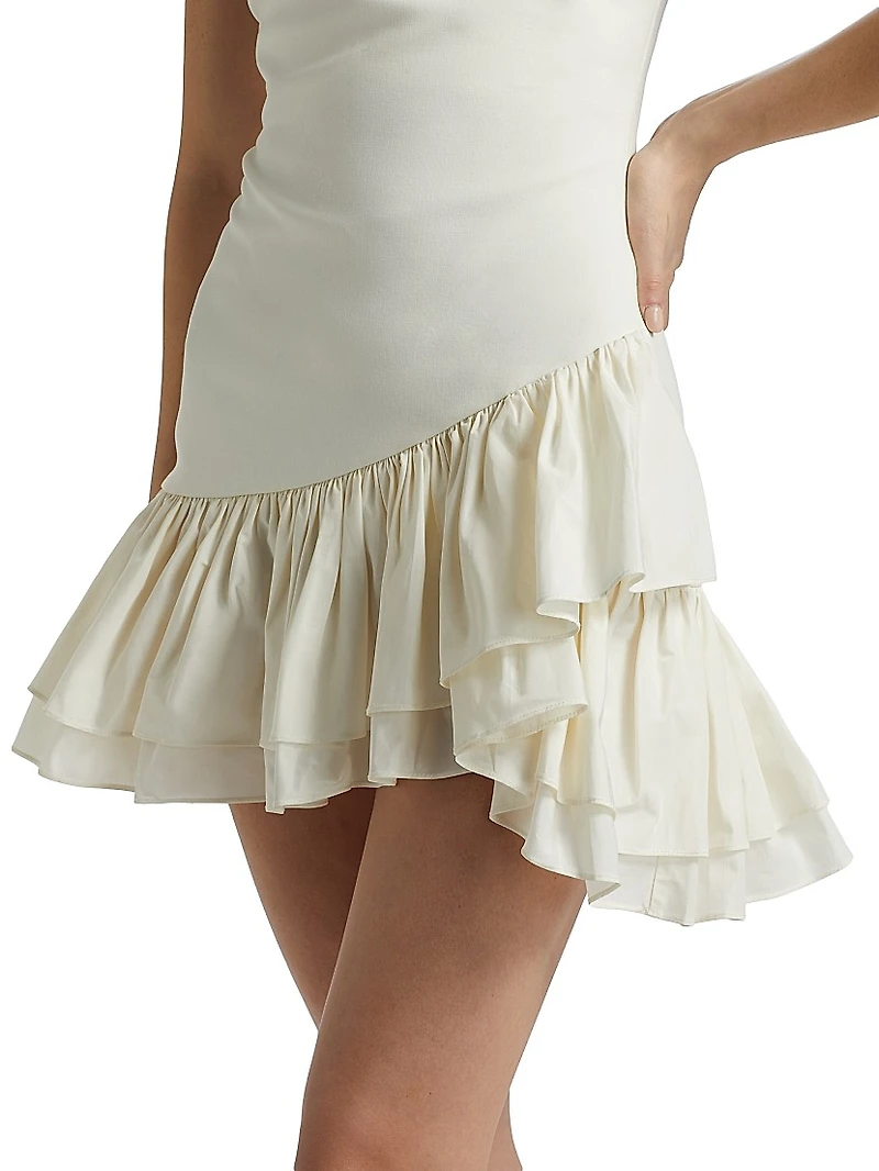 Petula Cotton Ruffled Asymmetric Minidress