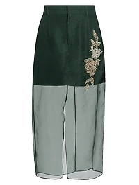 Karina Silk Floral-Embellished Midi-Skirt