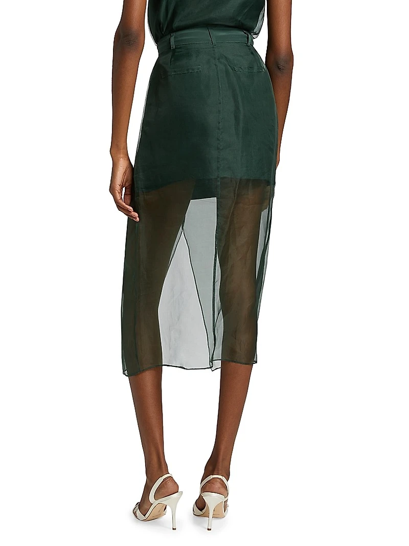 Karina Silk Floral-Embellished Midi-Skirt