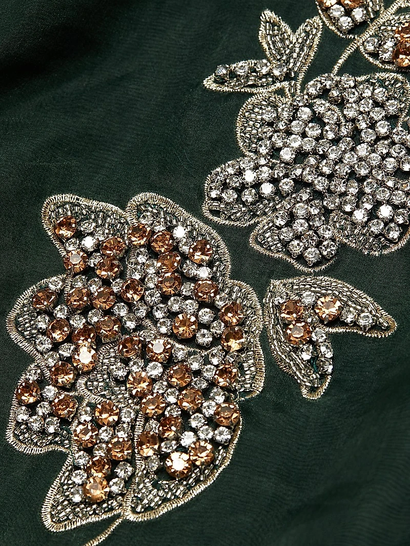 Karina Silk Floral-Embellished Midi-Skirt