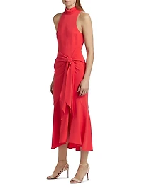 Rori Crepe High-Neck Midi-Dress