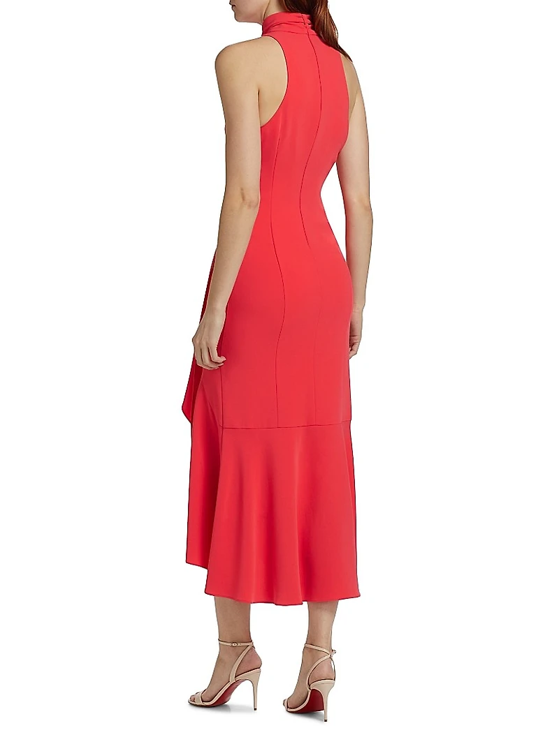 Rori Crepe High-Neck Midi-Dress